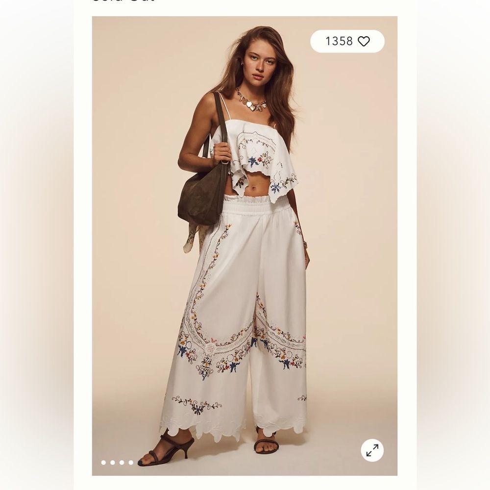 Anthropologie Embroidered Culottes